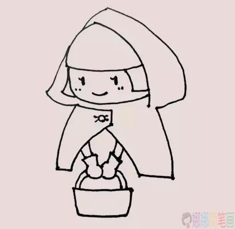 小红帽简笔画,小红帽儿童画