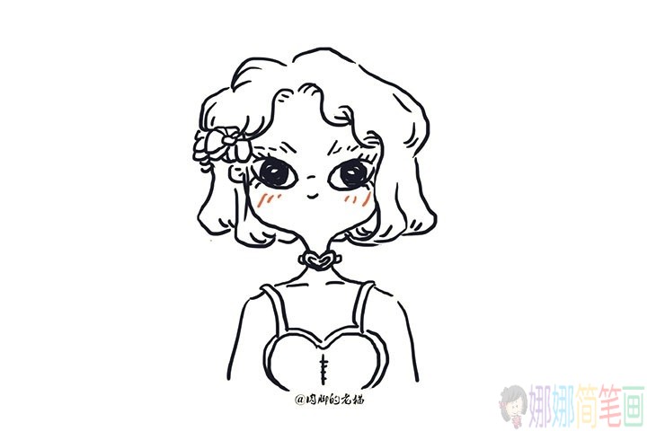 漂亮可爱的女孩简笔画线稿