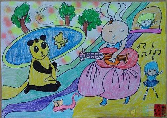 森林动物音乐会儿童画