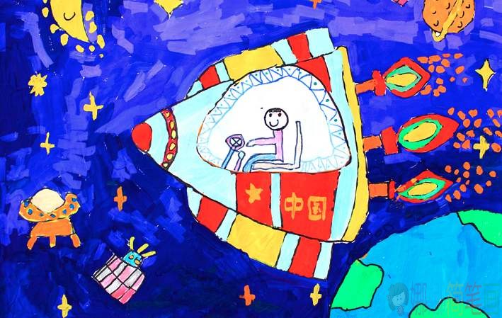 北斗卫星儿童画图片