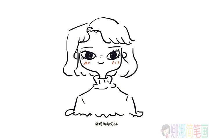 漂亮可爱的女孩简笔画线稿