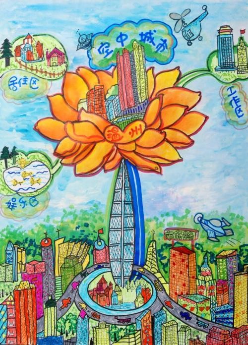 未来科幻城市儿童画