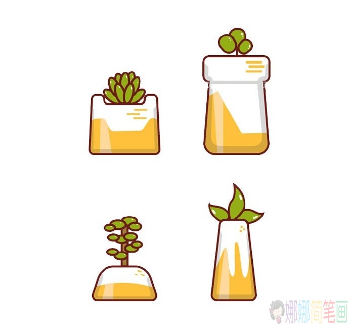 八种盆栽简笔画图片