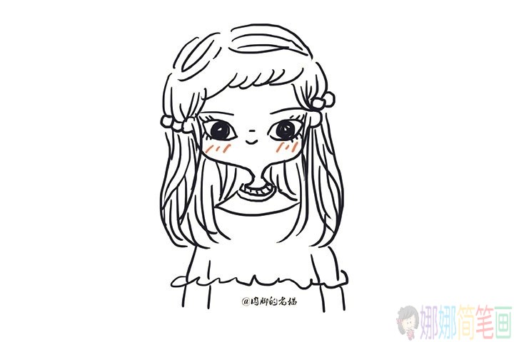 漂亮可爱的女孩简笔画线稿