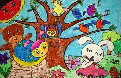 森林音乐会儿童绘画作品