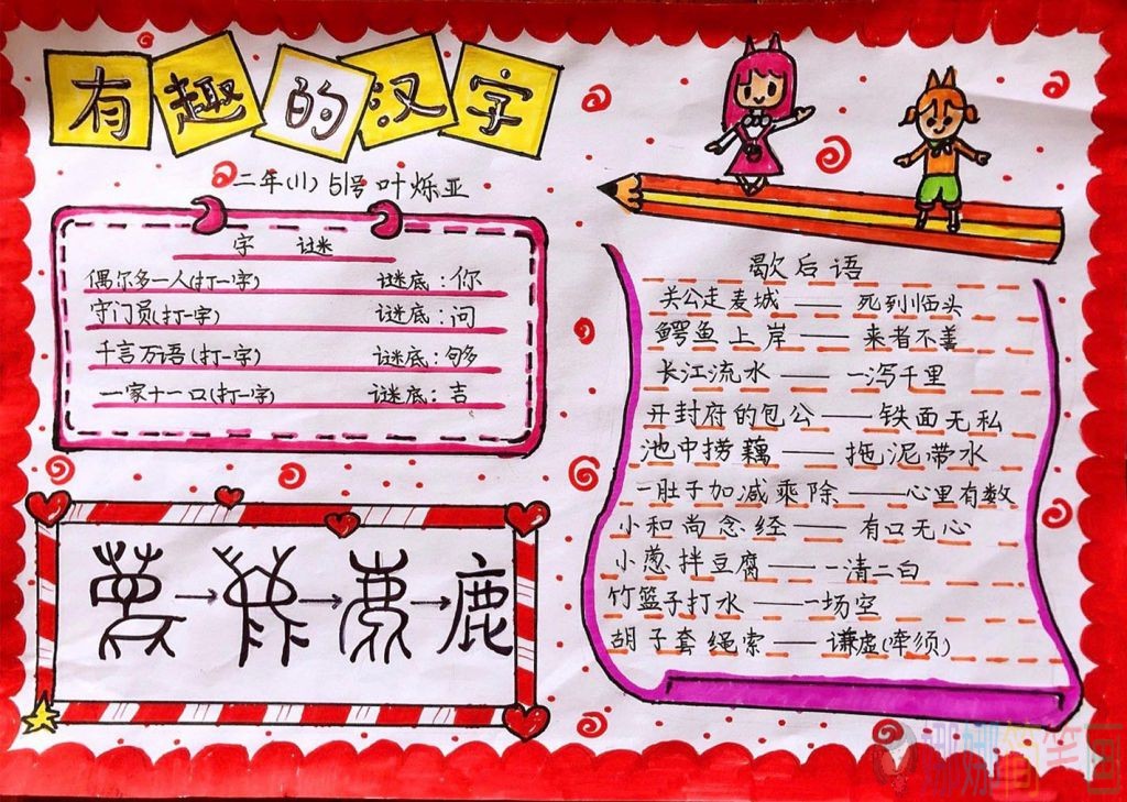 有趣的汉字演变语文手抄报