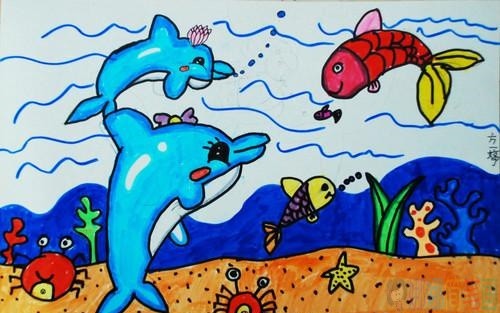 海豚儿童绘画作品