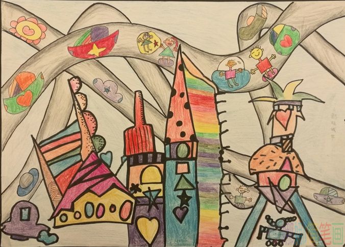 未来科幻城市儿童画