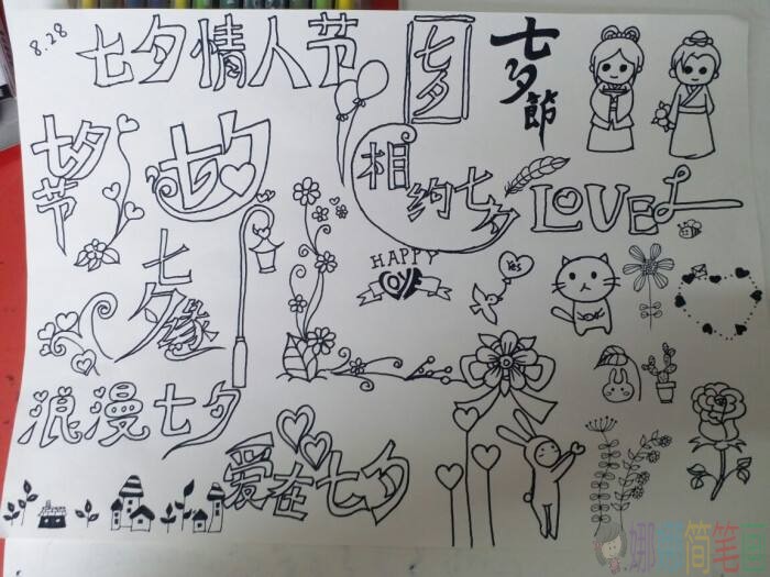 七夕节学生手抄报模板