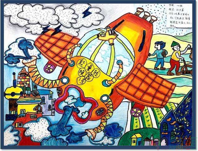 北斗卫星儿童画图片