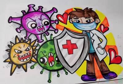 抗击冠状病毒科幻儿童画