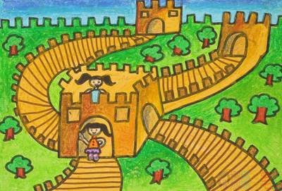 长城儿童画作品图片