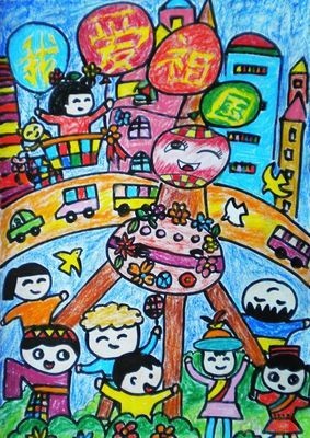 我爱祖国少儿绘画作品