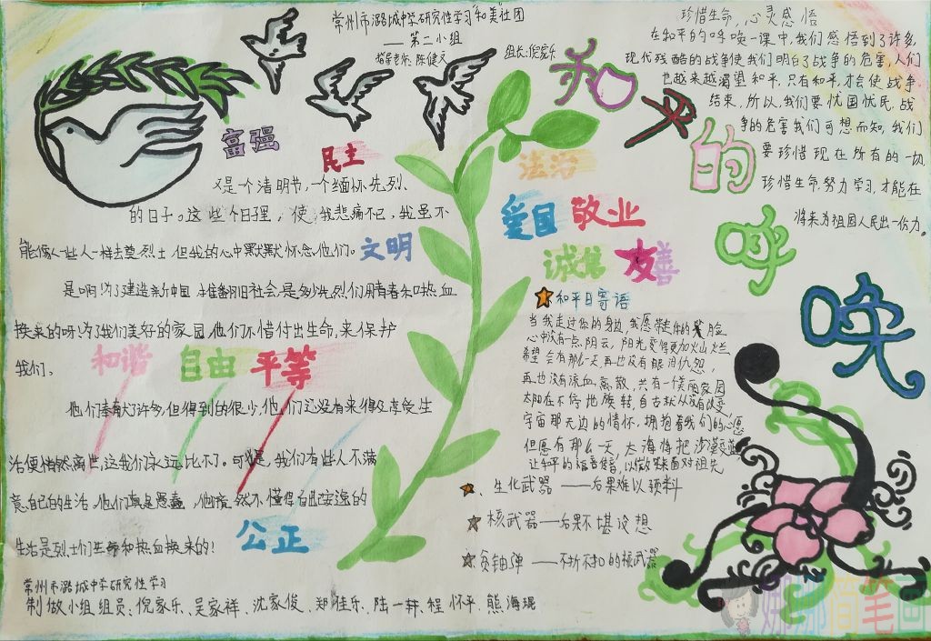 珍惜和平小学生手抄报