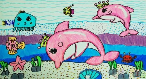 海豚儿童绘画作品