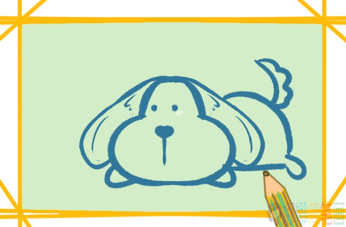 金毛犬儿童简笔画画法步骤