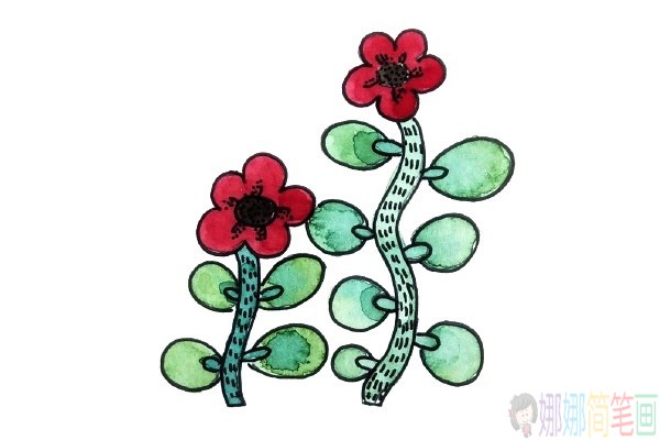 精美的彩色水粉画花朵图片
