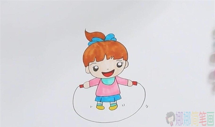跳绳的小女孩简笔画