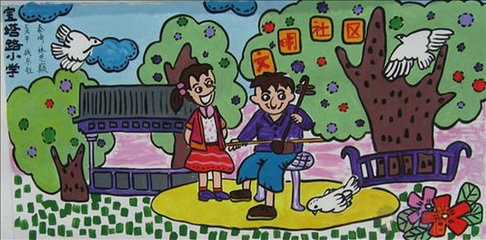 创建卫生文明城市儿童画