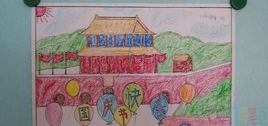 欢度国庆儿童画图片