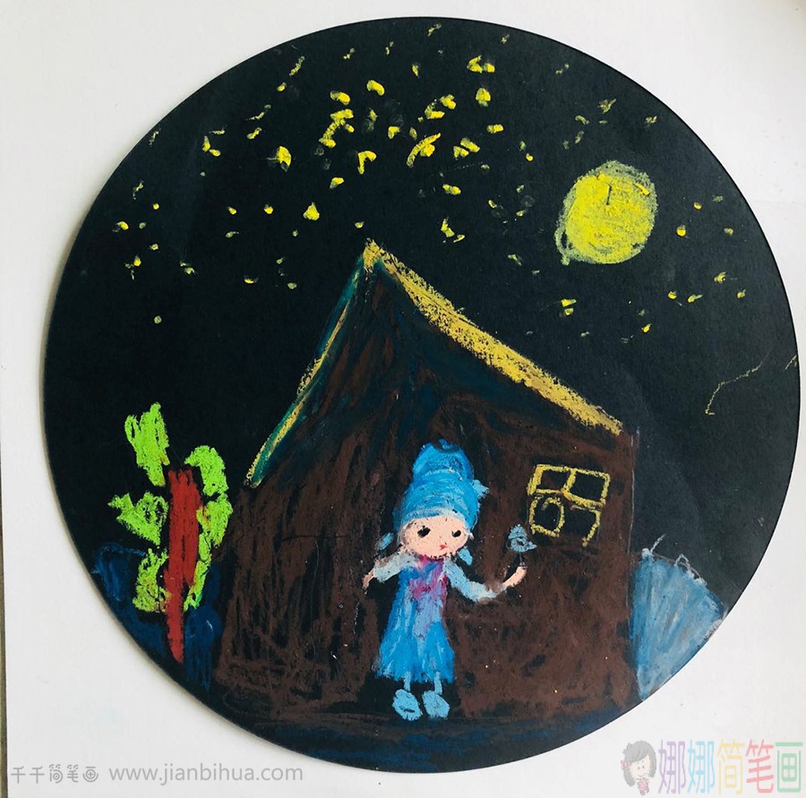 静夜思古诗儿童画图片