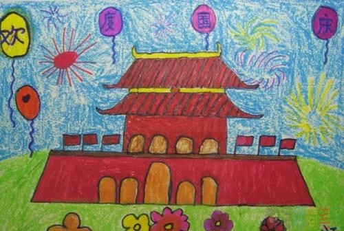欢度国庆儿童画图片
