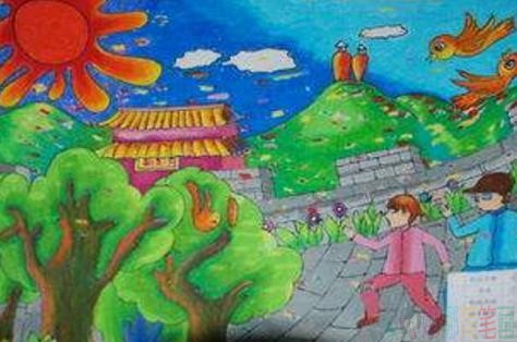 祖国大好河山小学生画