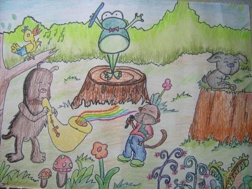 森林音乐会儿童绘画作品