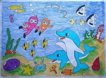 海豚儿童绘画作品