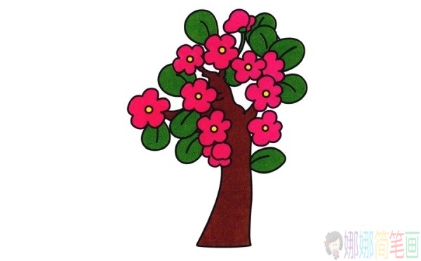 大树简笔画上色前后图