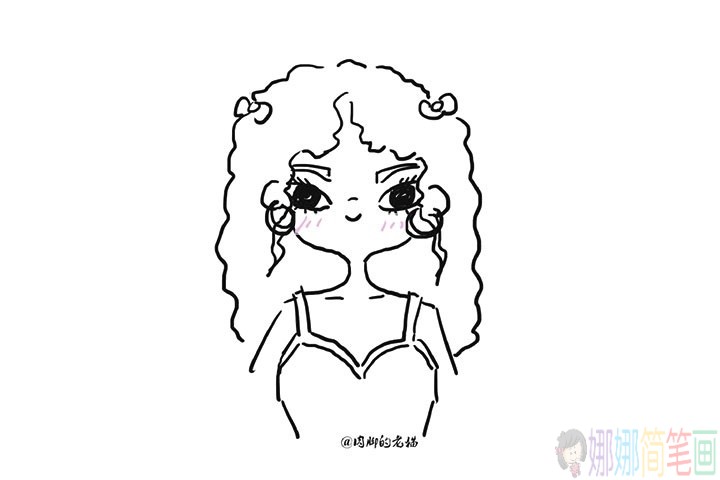 漂亮可爱的女孩简笔画线稿