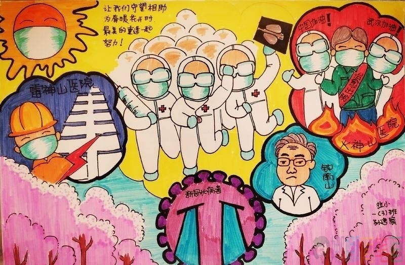 抗击冠状病毒科幻儿童画