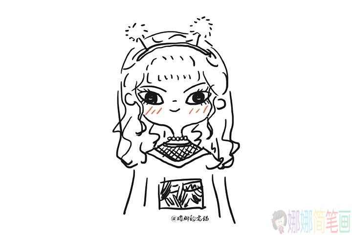 漂亮可爱的女孩简笔画线稿