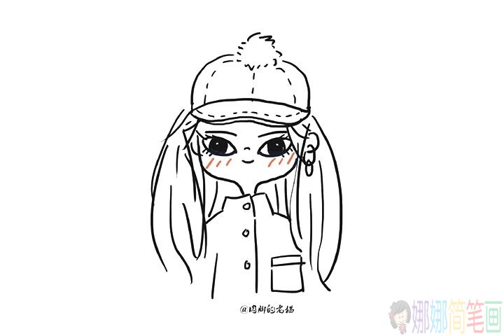 漂亮可爱的女孩简笔画线稿
