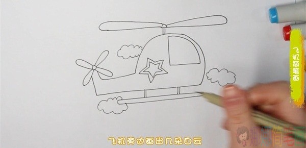 直升机简笔画,直升机儿童画图片
