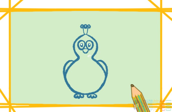 孔雀简笔画,孔雀儿童画画法