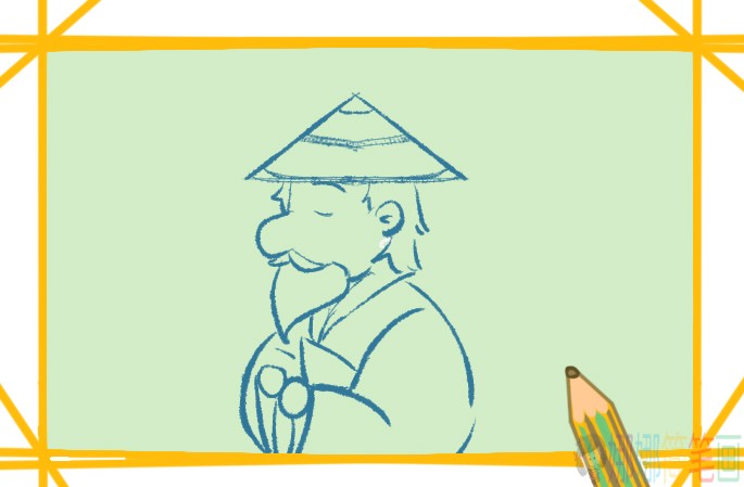 钓鱼的老爷爷简笔画