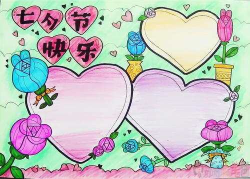 七夕节学生手抄报模板
