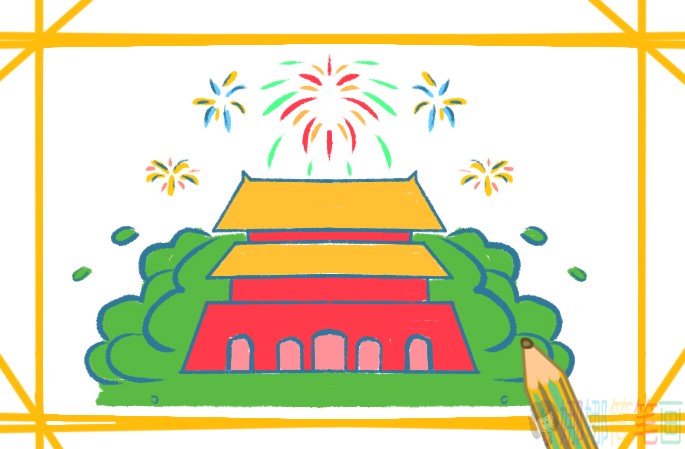 国庆节天安门简笔画