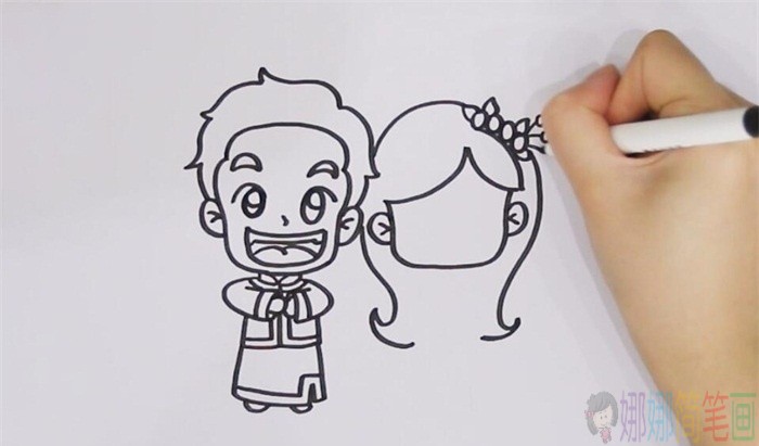 新婚夫妻人物简笔画