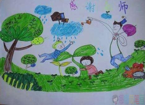 不忘师恩教师节儿童绘画