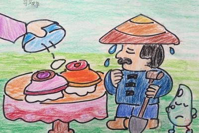 珍惜粮食儿童画,杜绝浪费粮食少儿绘画