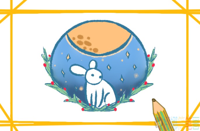 中秋节玉兔简笔画画法