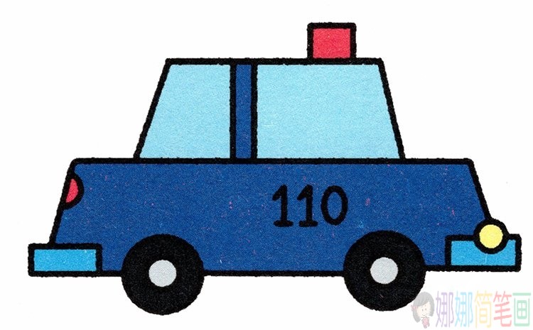 简单的警车简笔画上色图