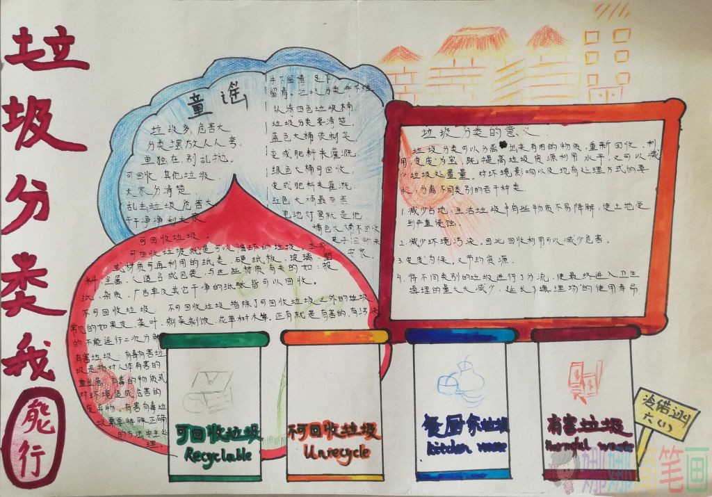 垃圾分类儿童手抄报