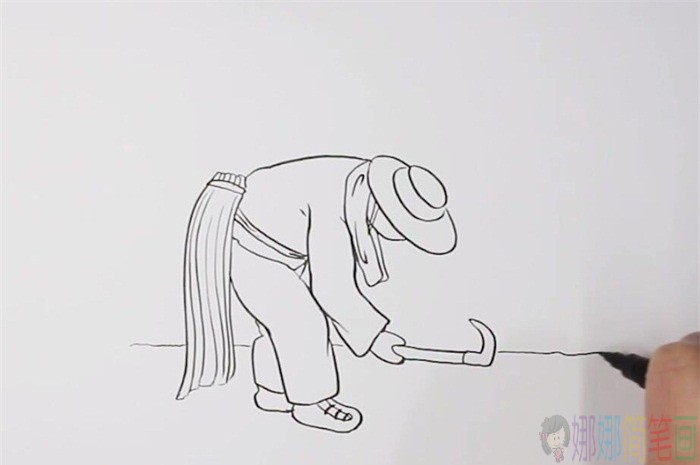 秋天丰收农名伯伯简笔画