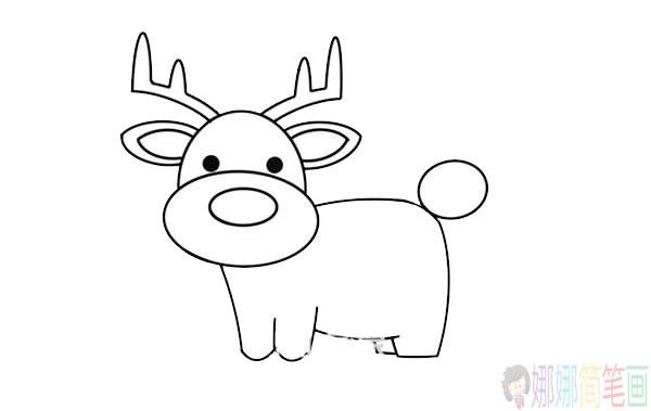 驯鹿简笔画,驯鹿儿童画教程
