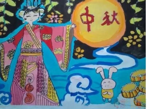 中秋节儿童画,中秋节幼儿绘画