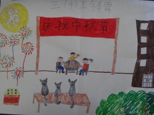 中秋节幼儿绘画,中秋绘画作品