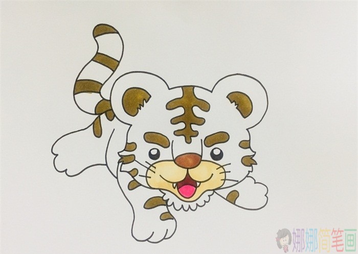 小老虎简笔画,老虎儿童画怎么画